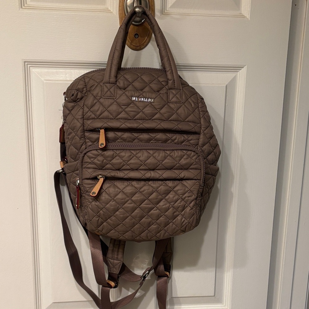 MZ Wallace Quilted Tan/mauve Backpack